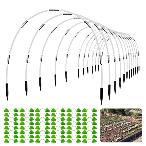 Coumavin 8FT Rust-Free Fiberglass Garden Hoops -72 PCS DIY Grow Tunnel Kit for Raised Beds, Row Cover Support with Connectors/Clips, Sun Shade &Year-Round Plant Protection, White - Image 1