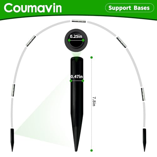 Coumavin 8FT Rust-Free Fiberglass Garden Hoops -72 PCS DIY Grow Tunnel Kit for Raised Beds, Row Cover Support with Connectors/Clips, Sun Shade &Year-Round Plant Protection, White - Image 3