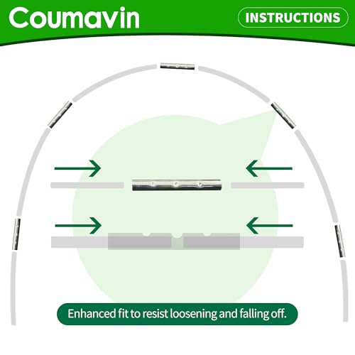 Coumavin 8FT Rust-Free Fiberglass Garden Hoops -72 PCS DIY Grow Tunnel Kit for Raised Beds, Row Cover Support with Connectors/Clips, Sun Shade &Year-Round Plant Protection, White - Image 4