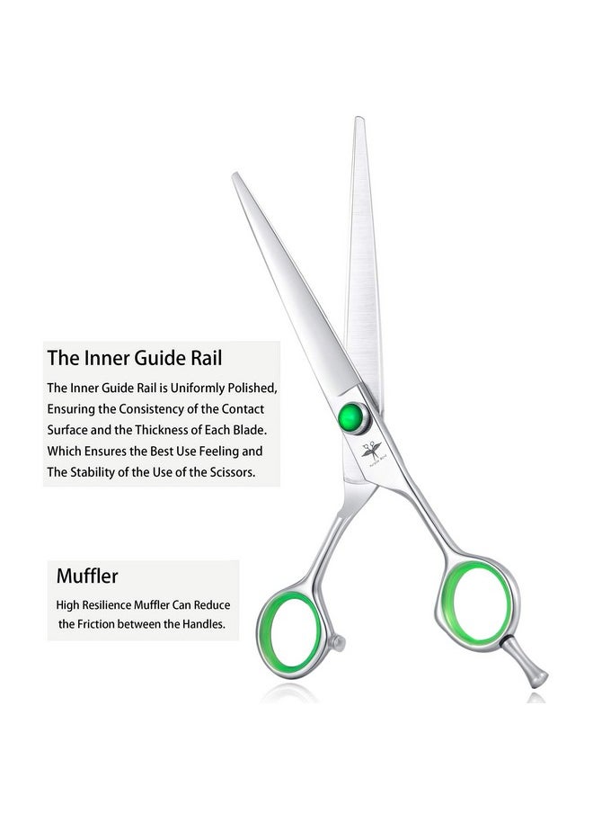 PURPLEBIRD - 7 Inch Straight, Downward Curved Dog Grooming Scissors Set Professional Pet Cutting, Thinning Texturizing Shears Safety Blunt Tip Trimming Shearing Dog Cat Japanese Stainless Steel Silver - Image 1