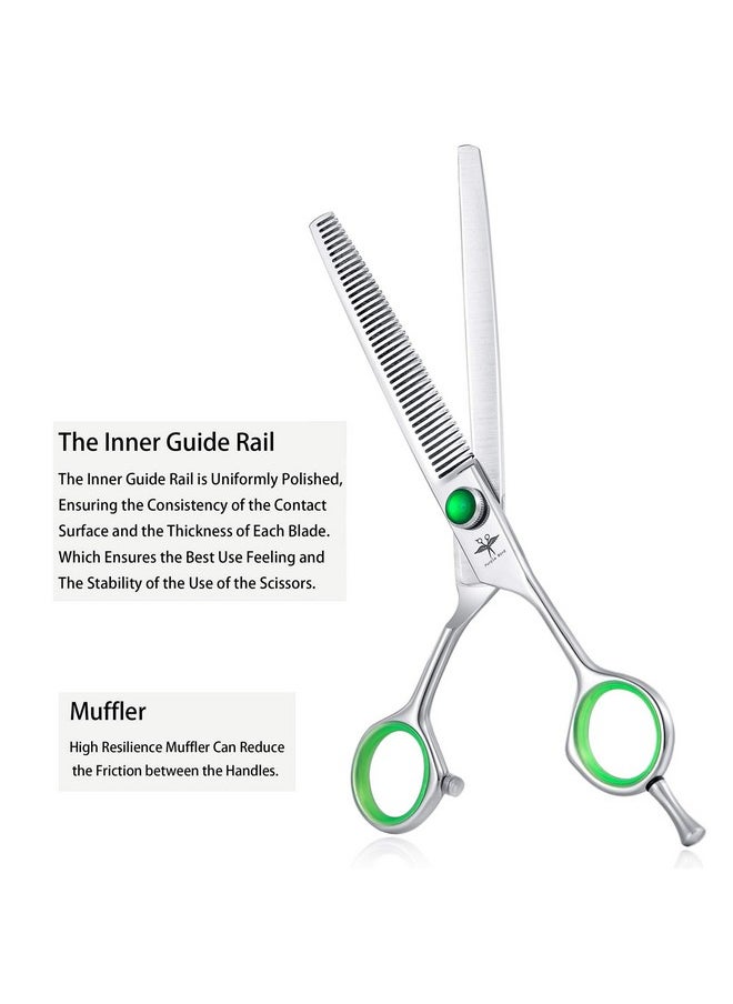 PURPLEBIRD - 7 Inch Straight, Downward Curved Dog Grooming Scissors Set Professional Pet Cutting, Thinning Texturizing Shears Safety Blunt Tip Trimming Shearing Dog Cat Japanese Stainless Steel Silver - Image 1