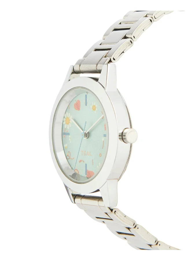 Chumbak Spring Watch, Metal Link Strap - Silver