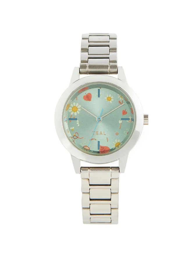 Chumbak Spring Watch, Metal Link Strap - Silver