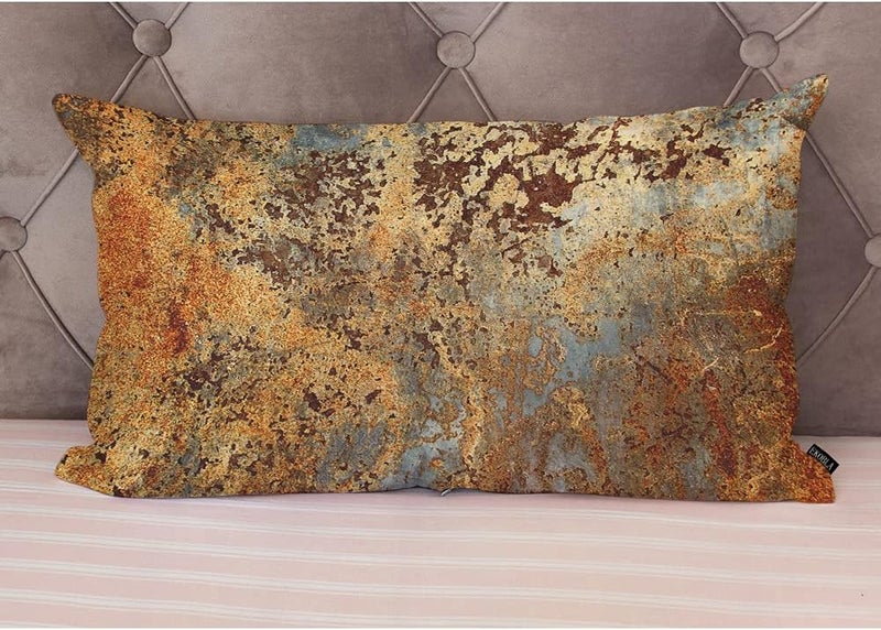 EKOBLA Brown Rust Metal Accent Throw Pillow Covers Rusty Steel Iron Structure Modern Abstract Oblong Rectangle Throw Pillow Cases for Sofa Bed Couch Cotton Linen 12x20 Inches - Image 4