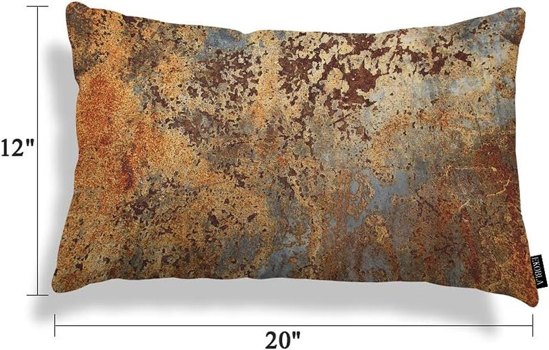 EKOBLA Brown Rust Metal Accent Throw Pillow Covers Rusty Steel Iron Structure Modern Abstract Oblong Rectangle Throw Pillow Cases for Sofa Bed Couch Cotton Linen 12x20 Inches - Image 5
