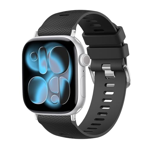 Meliya Bands Compatible with Apple Watch 38mm 40mm 41mm 42mm 44mm 45mm 46mm 49mm, Sporty Silicone Replacement Waterproof Straps for iWatch Series 10 9 Ultra 8 7 6 5 4 3 2 1 SE-Black - Image 1