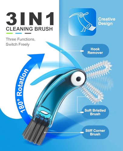 Fwomucl 3 in 1 Cup Lid Cleaning Brush 3 PCS - Home Kitchen Multifunctional Cleaning Brush Set, Gap Cleaner Brushs and Portable Travel Bottle Lid Cleaner Tools (Multicolor) - Image 3