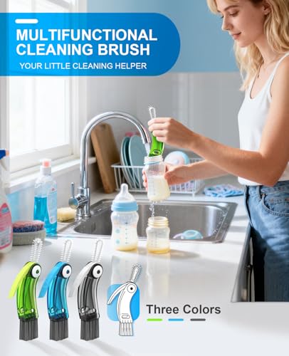 Fwomucl 3 in 1 Cup Lid Cleaning Brush 3 PCS - Home Kitchen Multifunctional Cleaning Brush Set, Gap Cleaner Brushs and Portable Travel Bottle Lid Cleaner Tools (Multicolor) - Image 2