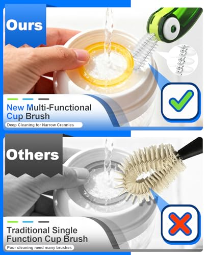 Fwomucl 3 in 1 Cup Lid Cleaning Brush 3 PCS - Home Kitchen Multifunctional Cleaning Brush Set, Gap Cleaner Brushs and Portable Travel Bottle Lid Cleaner Tools (Multicolor) - Image 5