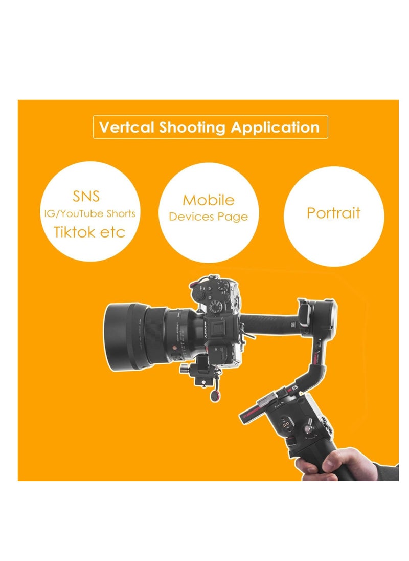 Excefore - RS3 Vertical Camera Mount,Robust Portrait Mounting Solution Compatible with DJI RS 2/RS 3/RS3 PRO for IG YouTube Shorts Tiktok Video Extended Vertical Shooting - Image 1