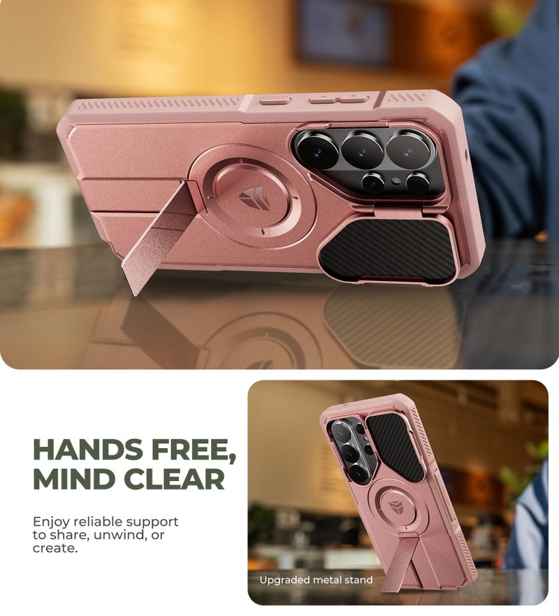 Dexnor for Samsung Galaxy S26 Ultra Case with Camera Cover & Adjustable Kickstand & Screen Protector, Compatible with MagSafe, Rugged Shockproof Bumper Cases Magnetic Protective Cover(2026),Peony Pink - Image 3