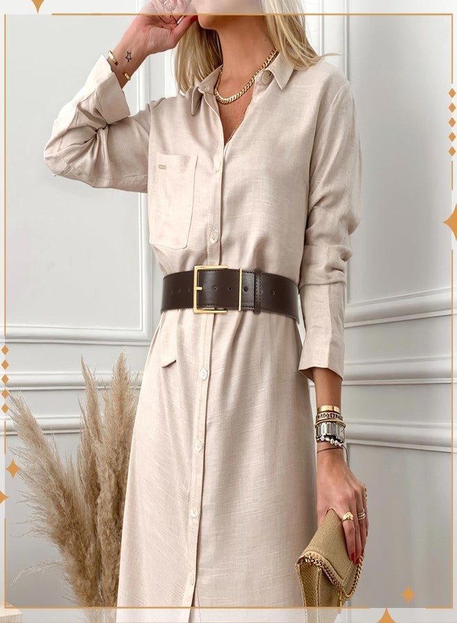 WHIPPY Women Wide Leather Waist Belts for Dresses Pants Fashion Leather Waistband for Women with Gold Buckle - Image 5