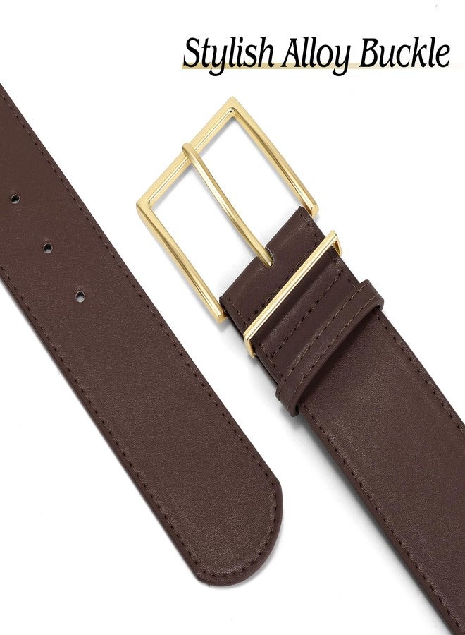 WHIPPY Women Wide Leather Waist Belts for Dresses Pants Fashion Leather Waistband for Women with Gold Buckle - Image 3