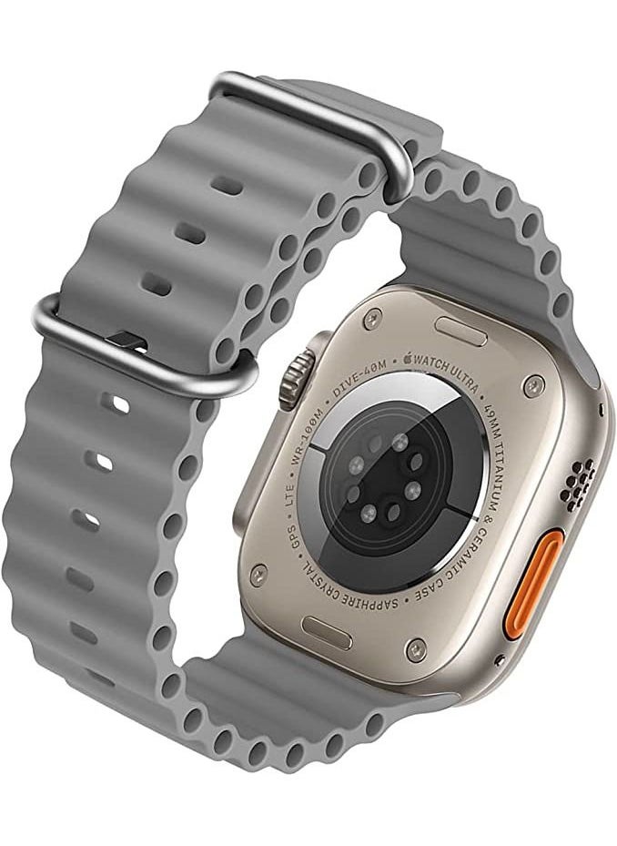 Generic - Replacement Ocean Band for Apple Watch 45mm and 49mm HK8 PRO MAX & HK9 PRO & X8+ Ultra & DT8 MAX & Microwaer Adjustable Sport Stretch Silicone - Image 1