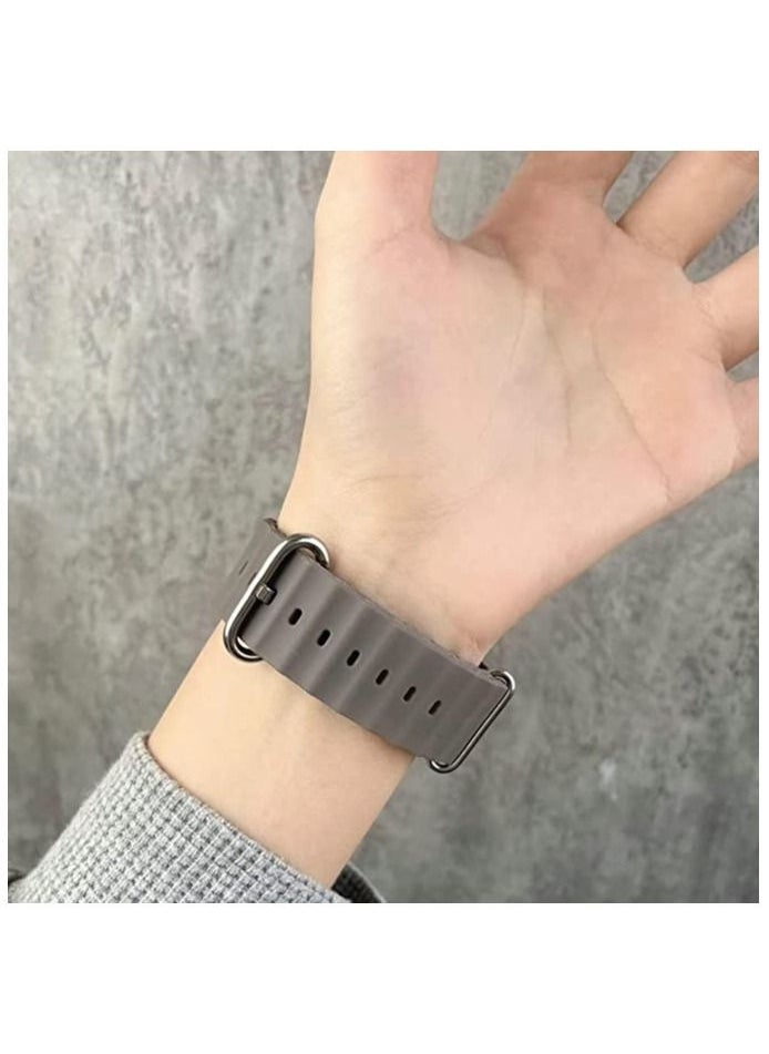 Generic - Replacement Ocean Band for Apple Watch 45mm and 49mm HK8 PRO MAX & HK9 PRO & X8+ Ultra & DT8 MAX & Microwaer Adjustable Sport Stretch Silicone - Image 1