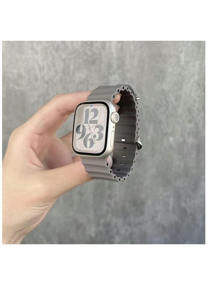 Generic - Replacement Ocean Band for Apple Watch 45mm and 49mm HK8 PRO MAX & HK9 PRO & X8+ Ultra & DT8 MAX & Microwaer Adjustable Sport Stretch Silicone - Image 1