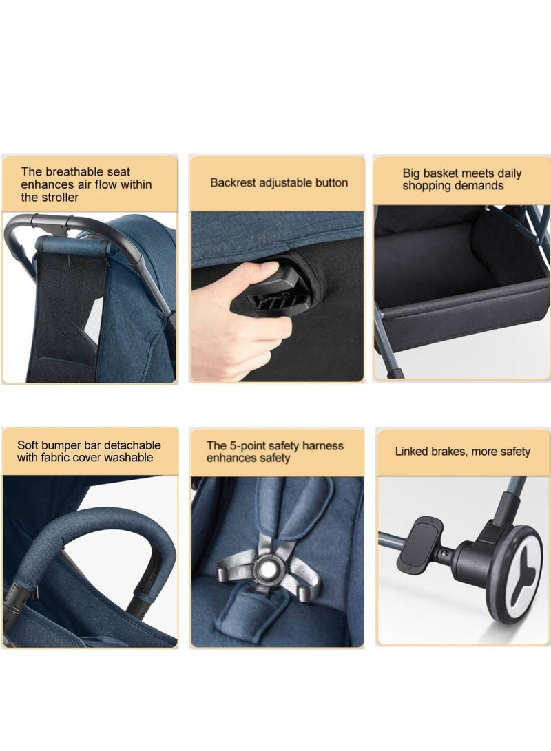 GOKKE Compact and Light Weight, 5 Point Safety Harness, Forward & Rear Facing, 0-36 Months, Navy Blue - B09NB - Image 5