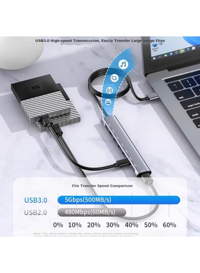 Union Star Yoolion Usb Splitter Extender 8 Ports 2m Usb 3.0 Expansion Hub Hub Concentrator One Drag Eight Suitable For Apple Huawei Desktop Computer Host Laptop Mouse Keyboard Hard Drive - Image 3
