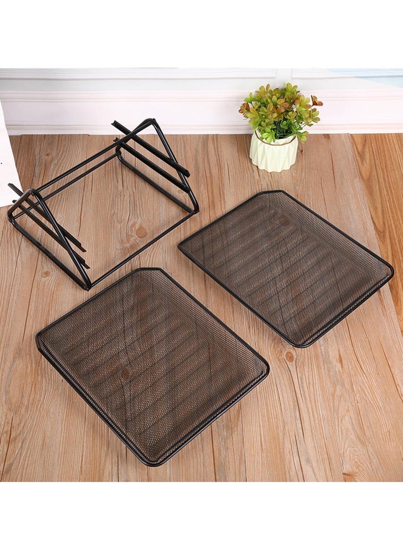 2-Tier Metal Mesh Document Tray – Black | A4 Paper File Organizer | Office Desk Storage | Workspace & Home Organizer | Stackable Office Supplies - Image 5