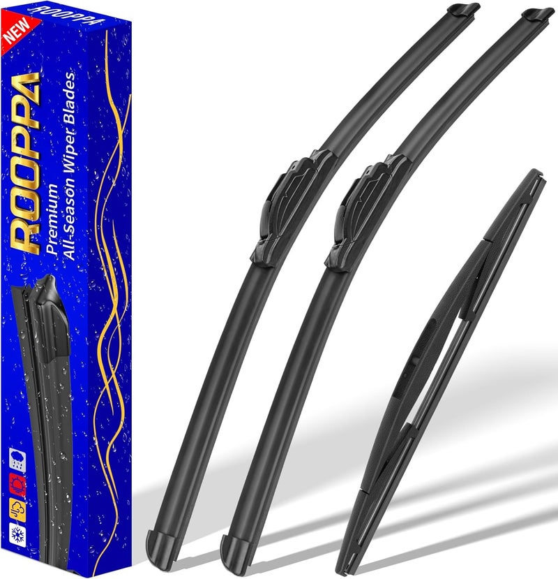 Rooppa 3 wipers Replacement for 2005-2012 Nissan Pathfinder/2005-2015 Nissan Xterra, Windshield Wiper Blades Original Equipment Replacement - 24"/18"/12" (Set of 3) U/J HOOK - Image 1