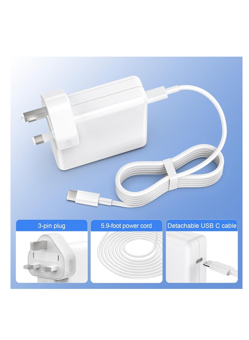 Terabyte 61W USB C PD Macbook Charger for Macbook Pro/Air 13 inch 2016-2022, iPad Pro 12.9/11 inch, iPhone 16 15 14 Series, A1947 and Other Type C Devices Power Adapter, USB C to USB C Cable Included - Image 3