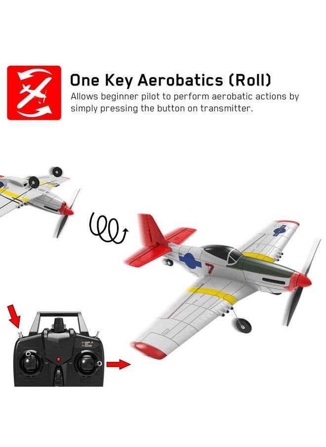 GoolRC Rc Airplane, 2.4Ghz 4Ch Remote Control Airplane, Ready To Fly Rc Plane With 6-Axis Gyro, Rc Aircraft Flight Toys With One-Key Aerobatic, One-Key U-Turn For Adults And Kids, Included 3 Batteries  - Image 4