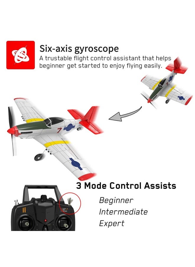 GoolRC Rc Airplane, 2.4Ghz 4Ch Remote Control Airplane, Ready To Fly Rc Plane With 6-Axis Gyro, Rc Aircraft Flight Toys With One-Key Aerobatic, One-Key U-Turn For Adults And Kids, Included 3 Batteries  - Image 3