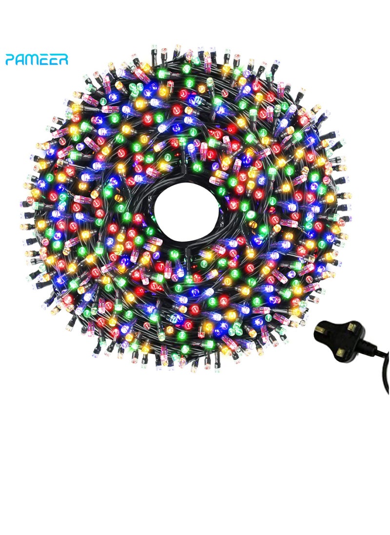PAMEER - Multicolor LED String Lights Black Wire Plug-in 10mtr 100 LEDs String Home Decorative LED Strip for Christmas EID Ramadan Diwali and Wedding Parties Decoration Box Button Control 8 Modes - Image 1