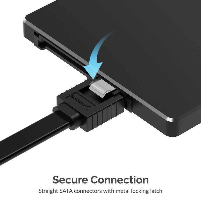 SABRENT SATA III (6 Gbit/s) Right Angle Data Cable with Locking Latch for HDD/SSD/CD and DVD Drives (3 Pack 20 Inch) in Black (CB-SRK3) - Image 5