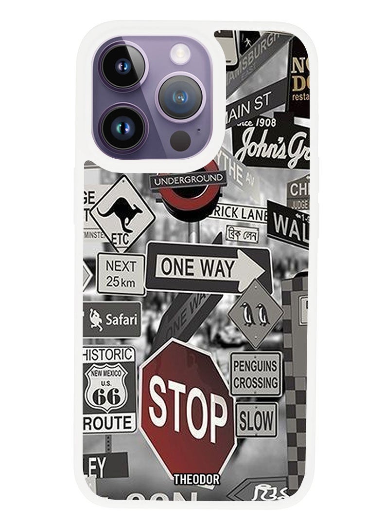 Theodor Protective Case Anti Scratch Shock Proof Cover For APPLE IPHONE 14 PRO singler tag (White Bumper) - Image 1