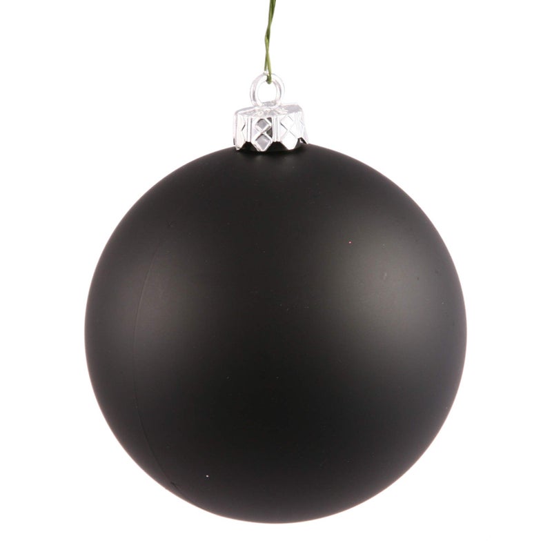 Vickerman 4 Black Matte Ball Ornament  6 Ornaments per Pack  Shatterproof Plastic  UV Resistant  Holiday Christmas Tree Decoration  Reliable and Durable