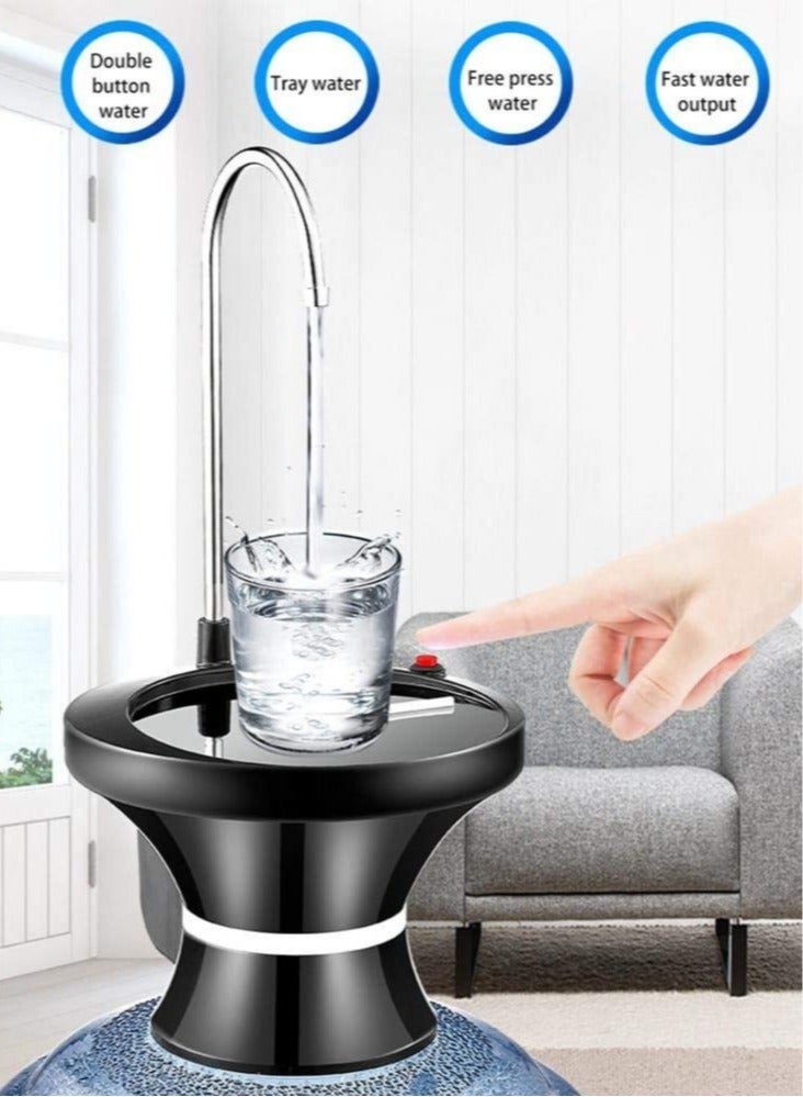 ELTRAZONE Water Jug Pump, USB Rechargeable Automatic Water Jug Dispenser, Portable Universal 5 Gallon Electric Drinking Water Bottle Pump with Stand for Home Office Outdoor Camping  - Image 1