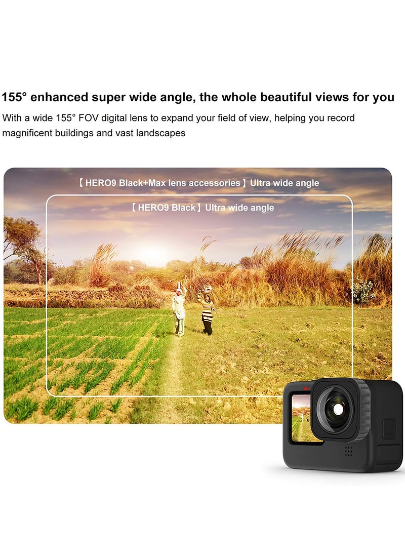 SYOSI Max Lens Mod for Gopro Hero 11/10 Black/Hero9 Black with 155° Wide Angle Lens, Accessories for Hero 11/10/9, with Adopt Anti-Skid and Waterproof Design  - Image 2