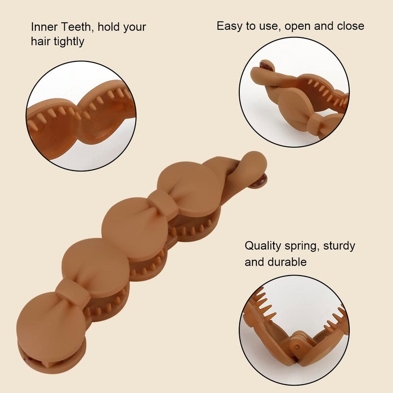 Hapdoo Hair Clips, 6PCS Bow Oval Banana Clips for Medium Thin Hair, 4.1 Inch Matte Strong Hold Half Ponytail Bun Holder, Hair Jaw Clips Barrettes Styling Accessories for Women Girls - Image 3