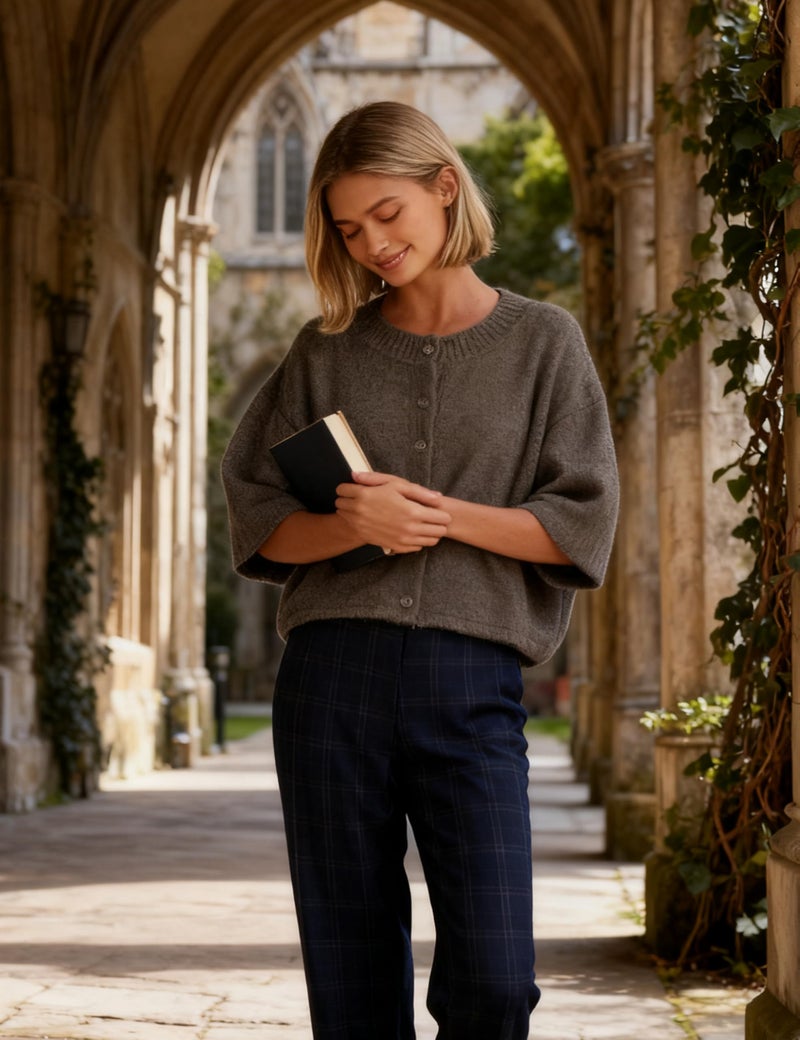 Springrain Cardigan Sweaters for Women Lightweight Knit Cropped Cardigan Button Up Solid Knitwear(Coffee-M) - Image 5