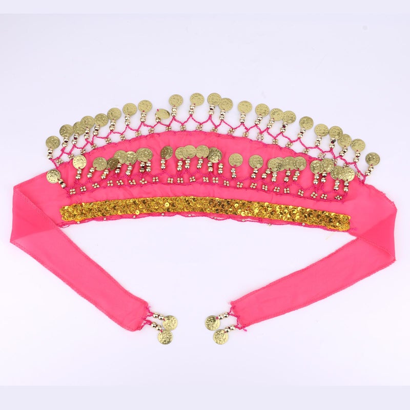 Penitue Dog Belly Dancer Skirt, Bling Belly Dance Hip Scarf for Corgis Dog Waist Wrap with Sequins Adjustable Puppy Pet Dancing Dress Costumes for Halloween Parties Celebration Performance (Pink) - Image 3