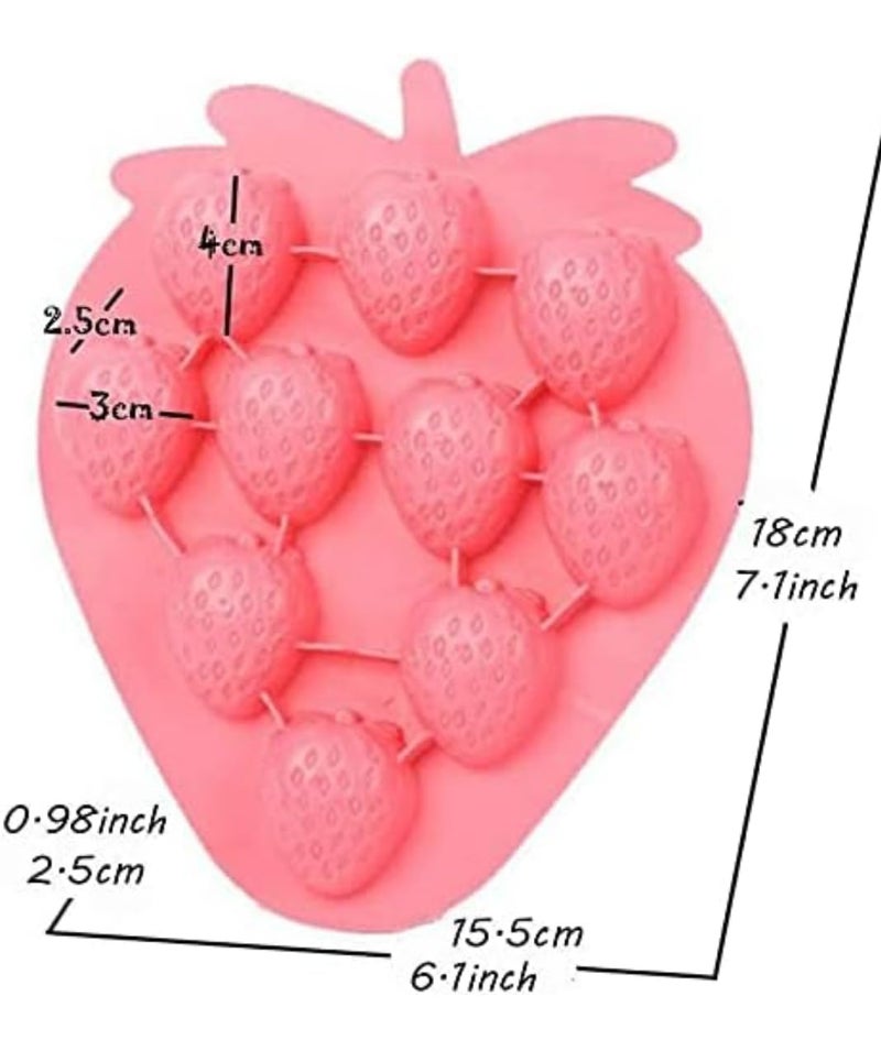 Husaini Mart HUSAINI MART 2Pcs Strawberrychocolage Candy Ice Cube Tray Silicone Molds Set for DIY Fondant Candy Chocolate Desserts Gum Clay Soap Biscuit Plaster Resin Cupcake Topper Birthday Party Cake Decor  - Image 2
