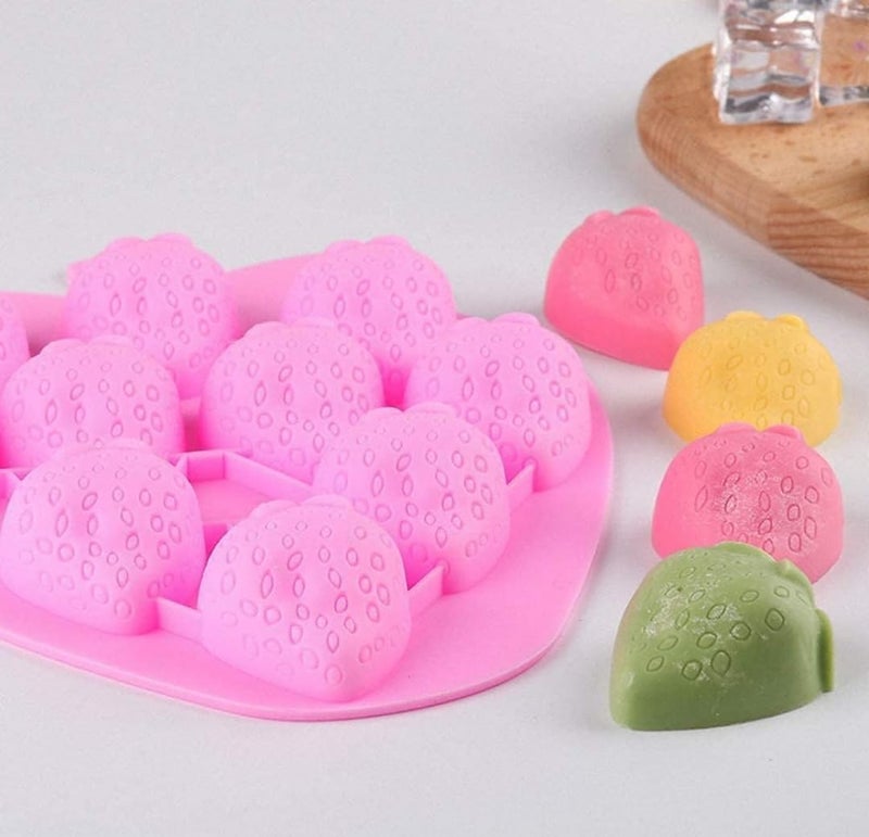 Husaini Mart HUSAINI MART 2Pcs Strawberrychocolage Candy Ice Cube Tray Silicone Molds Set for DIY Fondant Candy Chocolate Desserts Gum Clay Soap Biscuit Plaster Resin Cupcake Topper Birthday Party Cake Decor  - Image 5