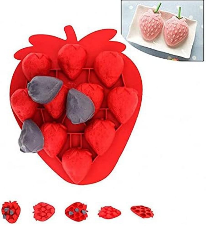 Husaini Mart HUSAINI MART 2Pcs Strawberrychocolage Candy Ice Cube Tray Silicone Molds Set for DIY Fondant Candy Chocolate Desserts Gum Clay Soap Biscuit Plaster Resin Cupcake Topper Birthday Party Cake Decor  - Image 4