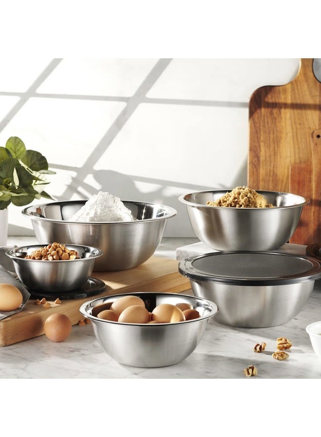 WHYSKO Stainless Steel Mixing Bowl Set, 10 Piece Stainless Steel Mixing Bowls with Lids Set for Food Prep Storage and Serving, Dishwasher Safe Microwave Safe for Kitchen Baking Cooking, Silver - Image 2