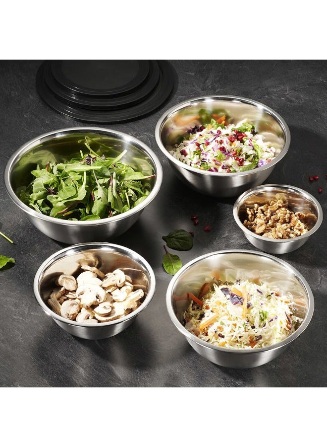 WHYSKO Stainless Steel Mixing Bowl Set, 10 Piece Stainless Steel Mixing Bowls with Lids Set for Food Prep Storage and Serving, Dishwasher Safe Microwave Safe for Kitchen Baking Cooking, Silver - Image 4