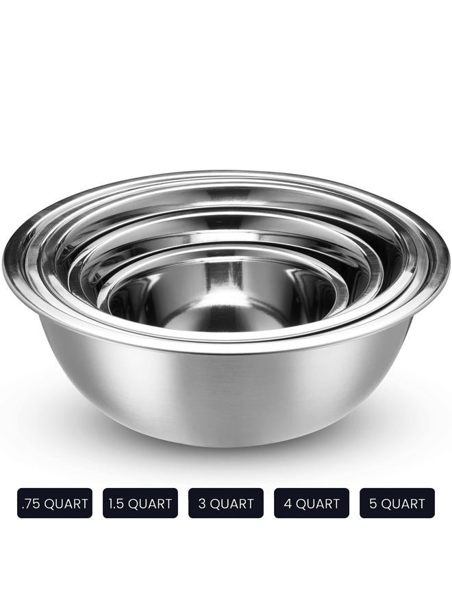 WHYSKO Stainless Steel Mixing Bowl Set, 10 Piece Stainless Steel Mixing Bowls with Lids Set for Food Prep Storage and Serving, Dishwasher Safe Microwave Safe for Kitchen Baking Cooking, Silver - Image 5