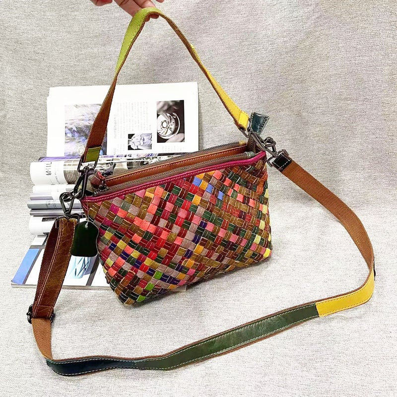 New Women'S Bag Leather Woven Portable Messenger Bag Multi-Layer Zipper Bag Real Leather Bag A Generation Of Hair - Image 2