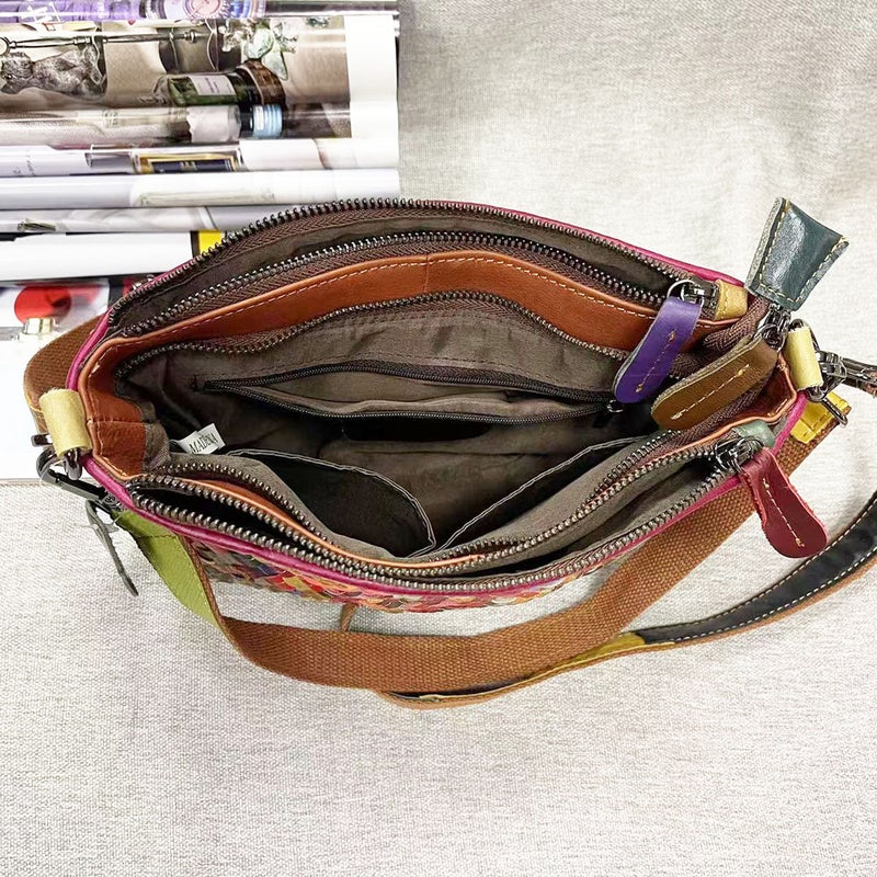 New Women'S Bag Leather Woven Portable Messenger Bag Multi-Layer Zipper Bag Real Leather Bag A Generation Of Hair - Image 4