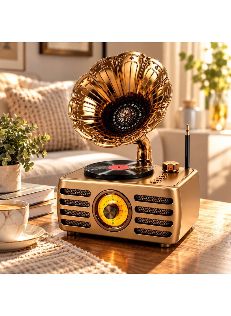 Feexot FX-2538B Retro Vintage Radio Bluetooth Speaker Gramophone Style Home Decor FM AM SW MP3 USB TF Card AUX Rechargeable Battery Multicolor - Image 5