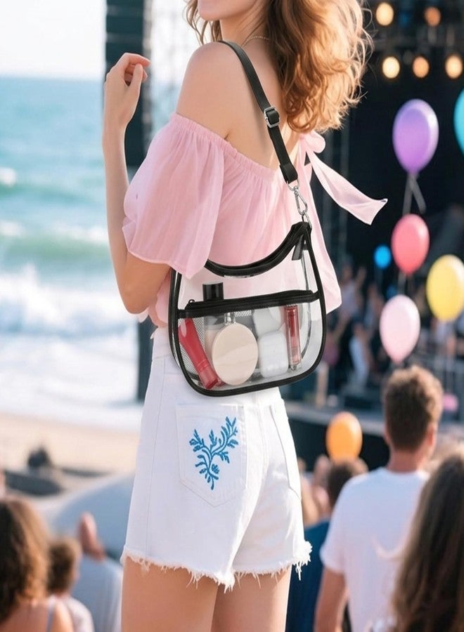 DOB SECHS Clear Bag for Stadium Sports Fans Transparent Crossbody Bag Clear Crossbody Bag Clear Underarm Bag for Women Clear Concert Purse w/ 2 Straps - Image 3