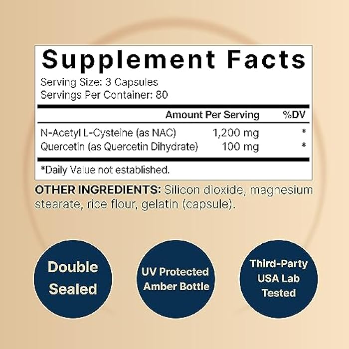 NatureBell NAC Supplement 1200mg Per Serving | 240 Capsules, N-Acetyl Cysteine with Quercetin | Double Strength - Support for Immune, Liver, & Lung Health - Image 2