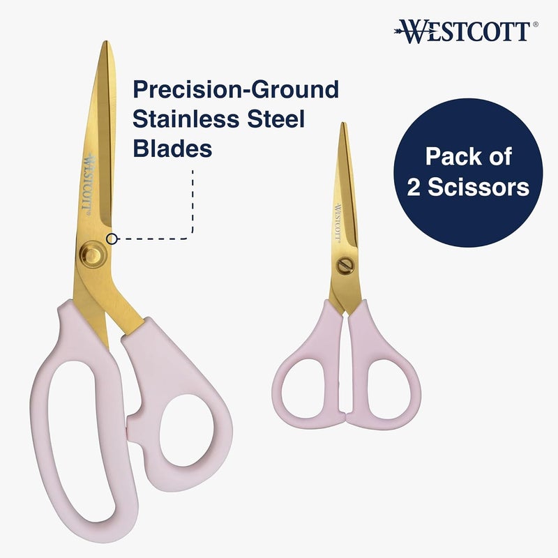 Westcott 2Pack AllPurpose 8Inch Kitchen Shears and 5Inch Snip Pink with Gold Blades  Precision Blades for Cutting Kitchen Scissors Essential for Everyday Tasks - Image 3
