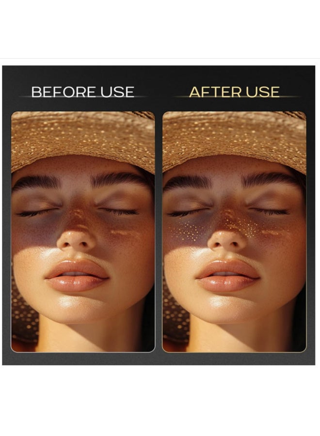 6 Pieces Sparkly Face Makeup Glitter Freckles Tattoo Set with Gold Speckles and Shimmer Patches Waterproof Temporary Faux Freckles for Women Girls Glittery Face Stickers - Image 4