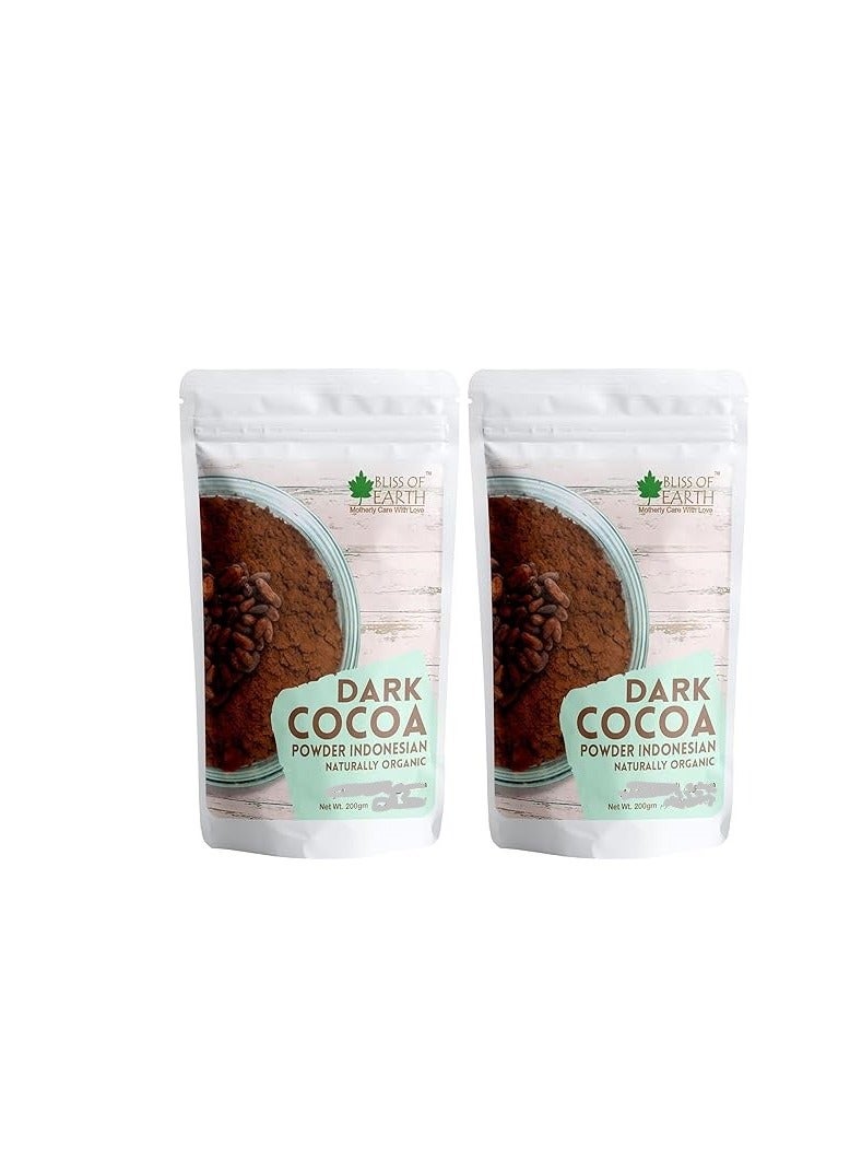 BLISS OF EARTH Naturally Organic Dark Cocoa Powder for Baking Chocolate Cake Cookies Chocolate Shake Unsweetened Cocoa 200GM Pack of 2 - Image 5